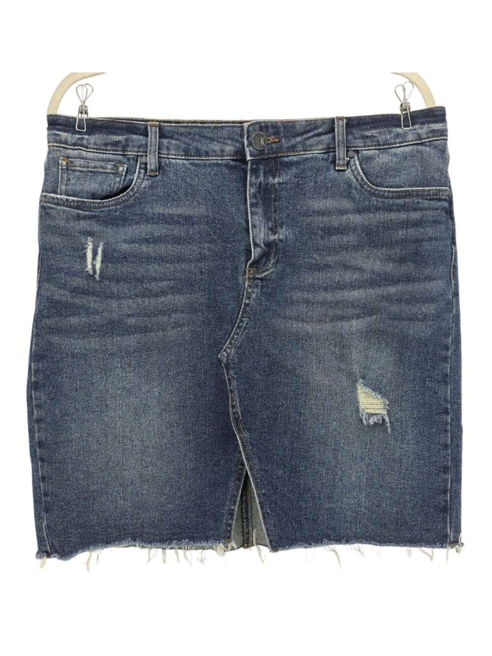 Kut From The Kloth Womens 12 Skirt Hannah Denim Jean Mini Raw Hem Distressed